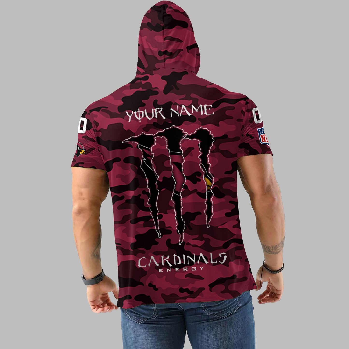 Arizona Cardinals Personalized Camo Short Sleeve Hoodie AZBTSSHD000065