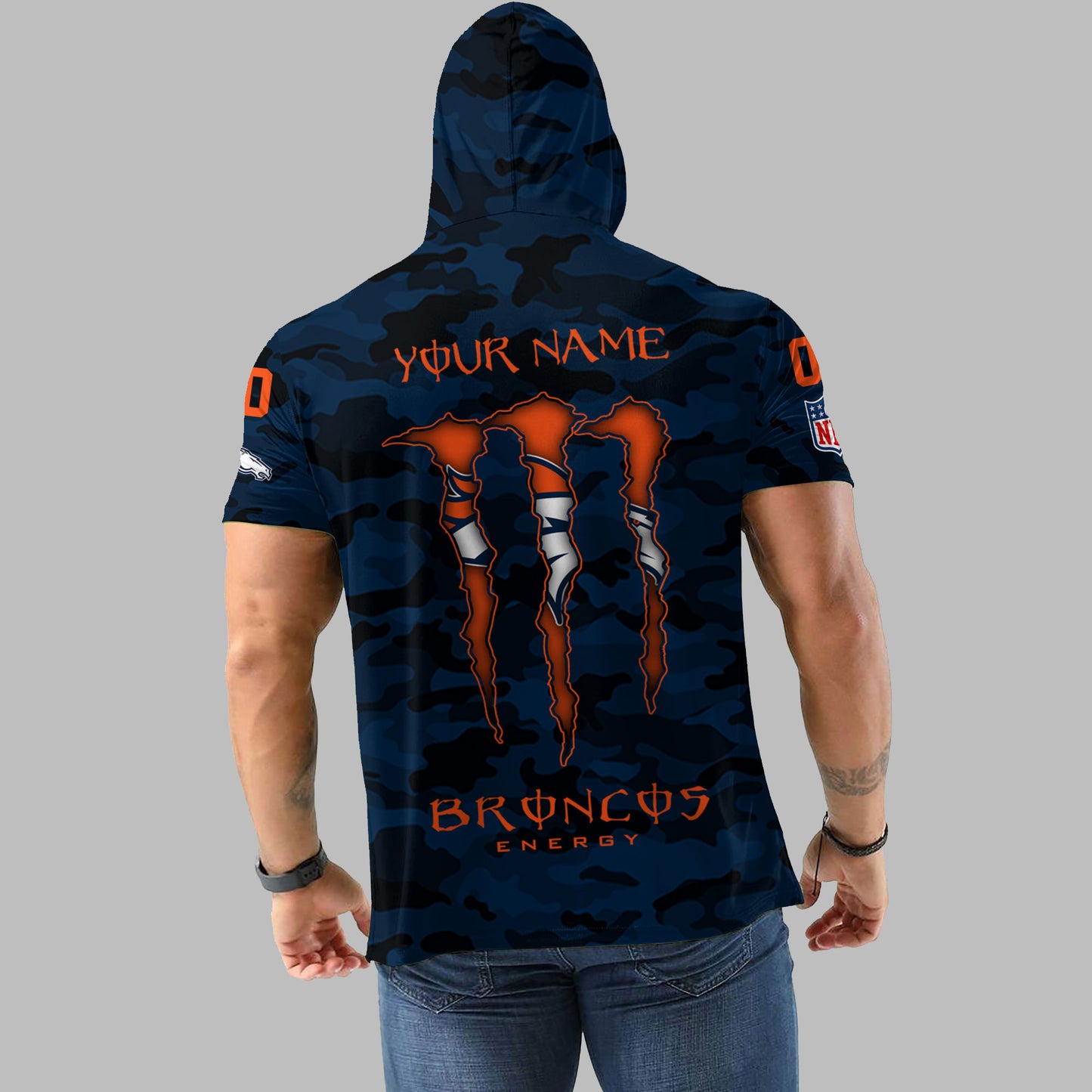 Denver Broncos Personalized Camo Short Sleeve Hoodie AZBTSSHD000060