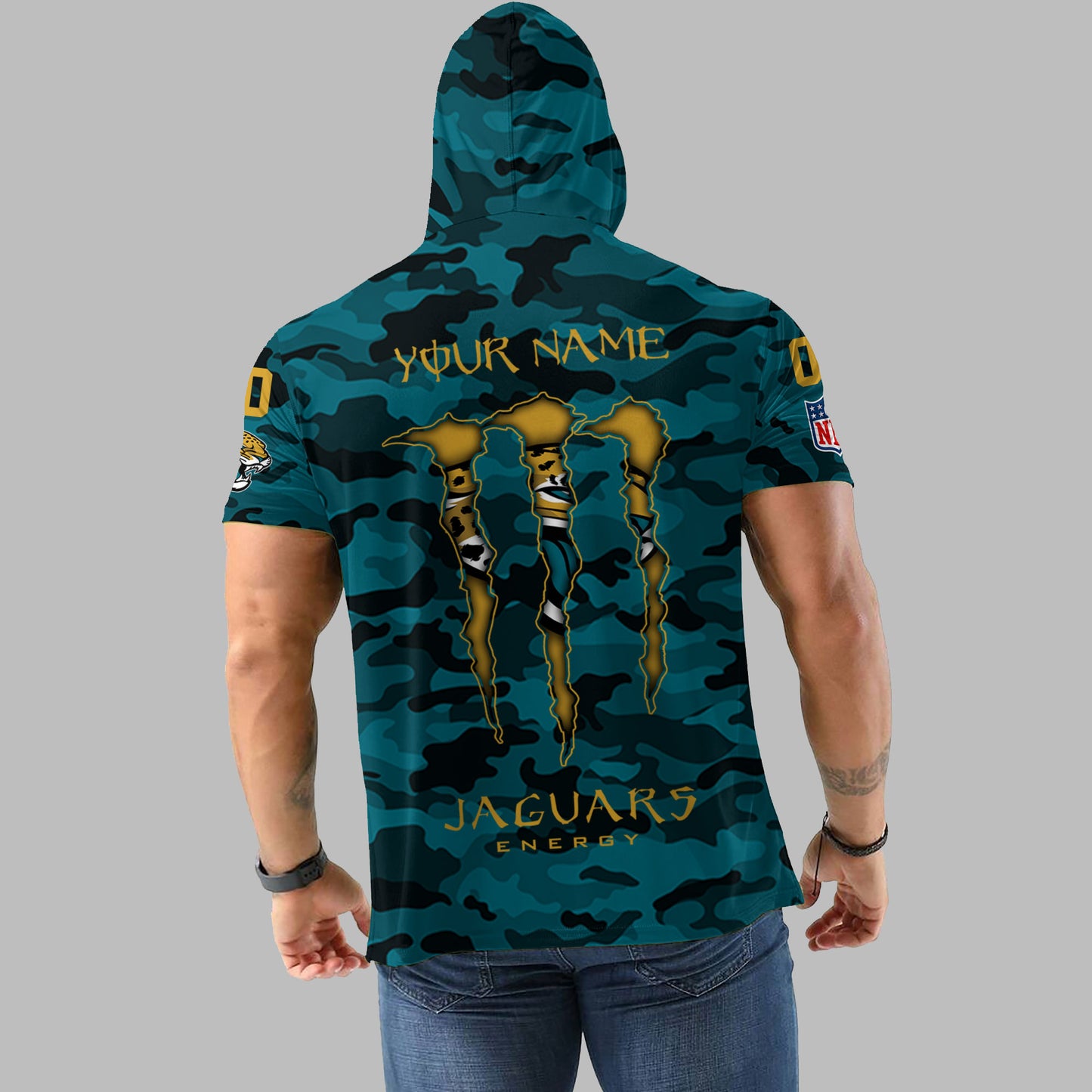 Jacksonville Jaguars Personalized Camo Short Sleeve Hoodie AZBTSSHD000049