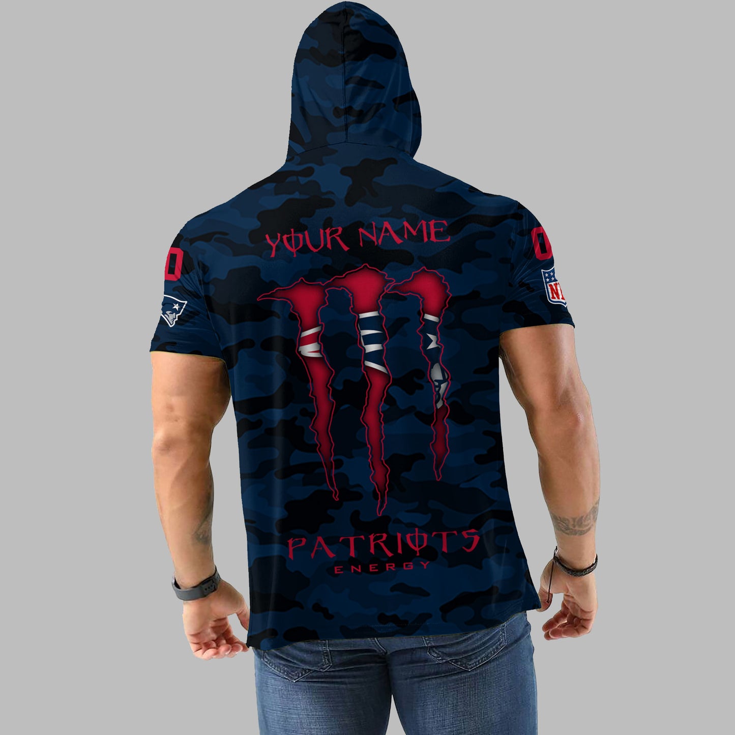 New England Patriots Personalized Camo Short Sleeve Hoodie AZBTSSHD000053