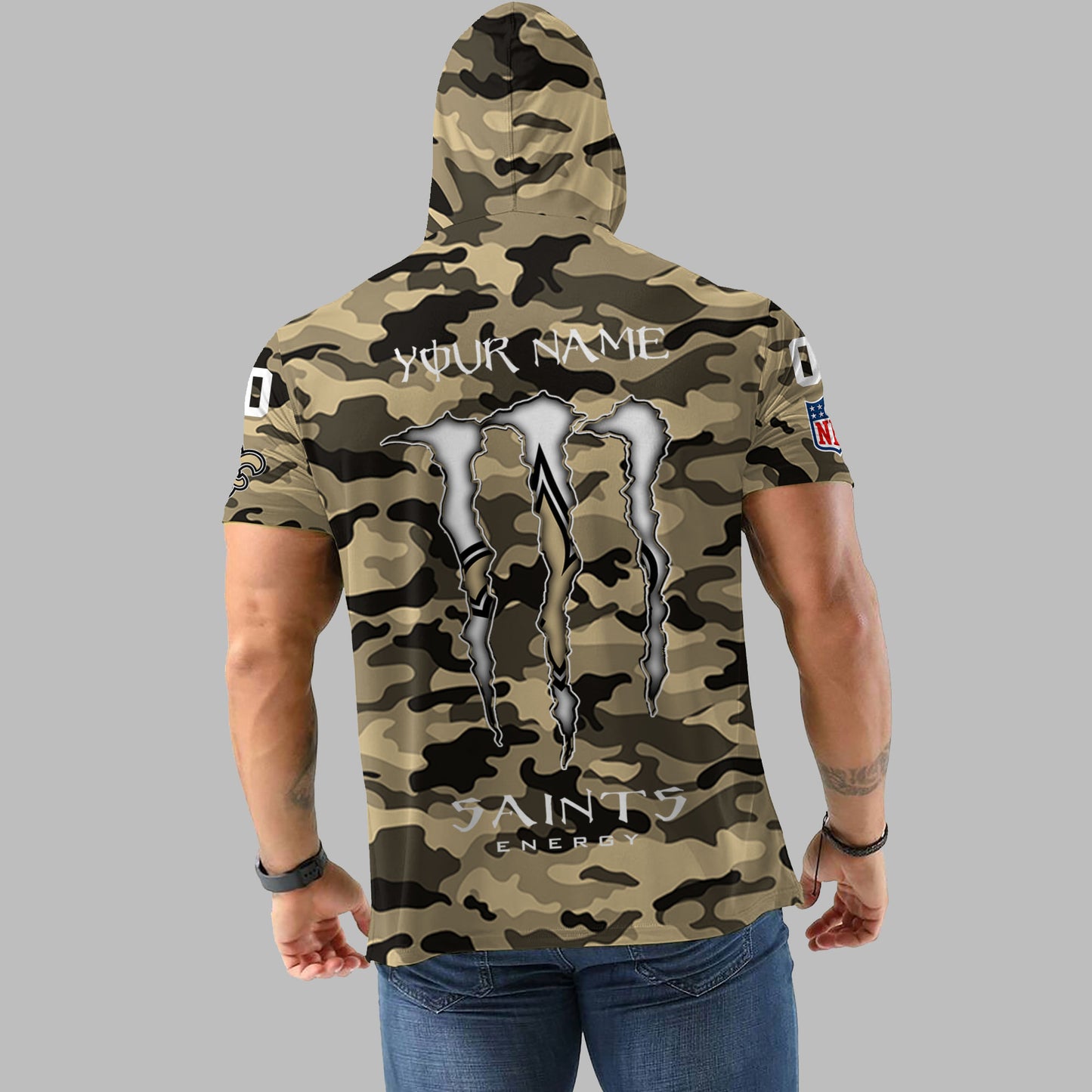 New Orleans Saints Personalized Camo Short Sleeve Hoodie AZBTSSHD000054