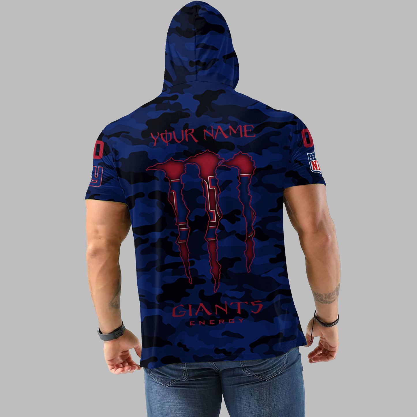 New York Giants Personalized Camo Short Sleeve Hoodie AZBTSSHD000055