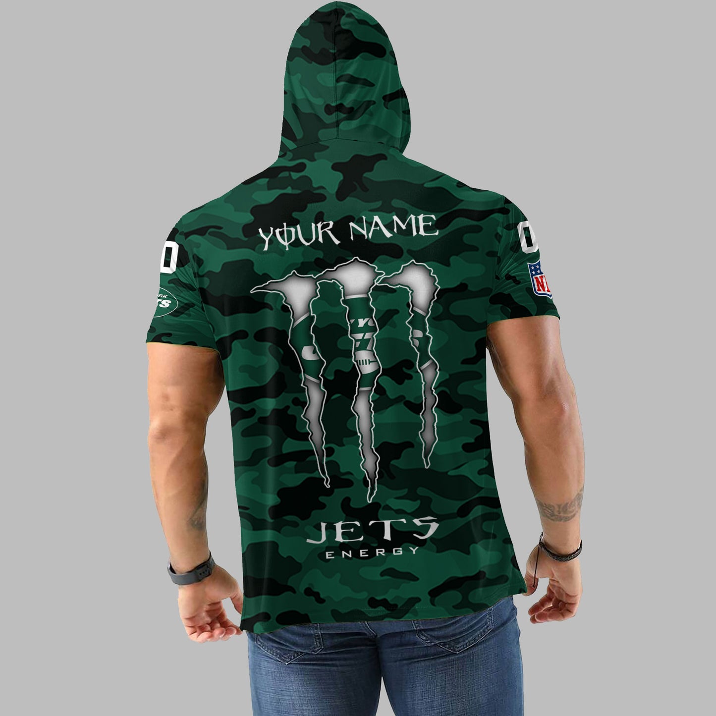 New York Jets Personalized Camo Short Sleeve Hoodie AZBTSSHD000044
