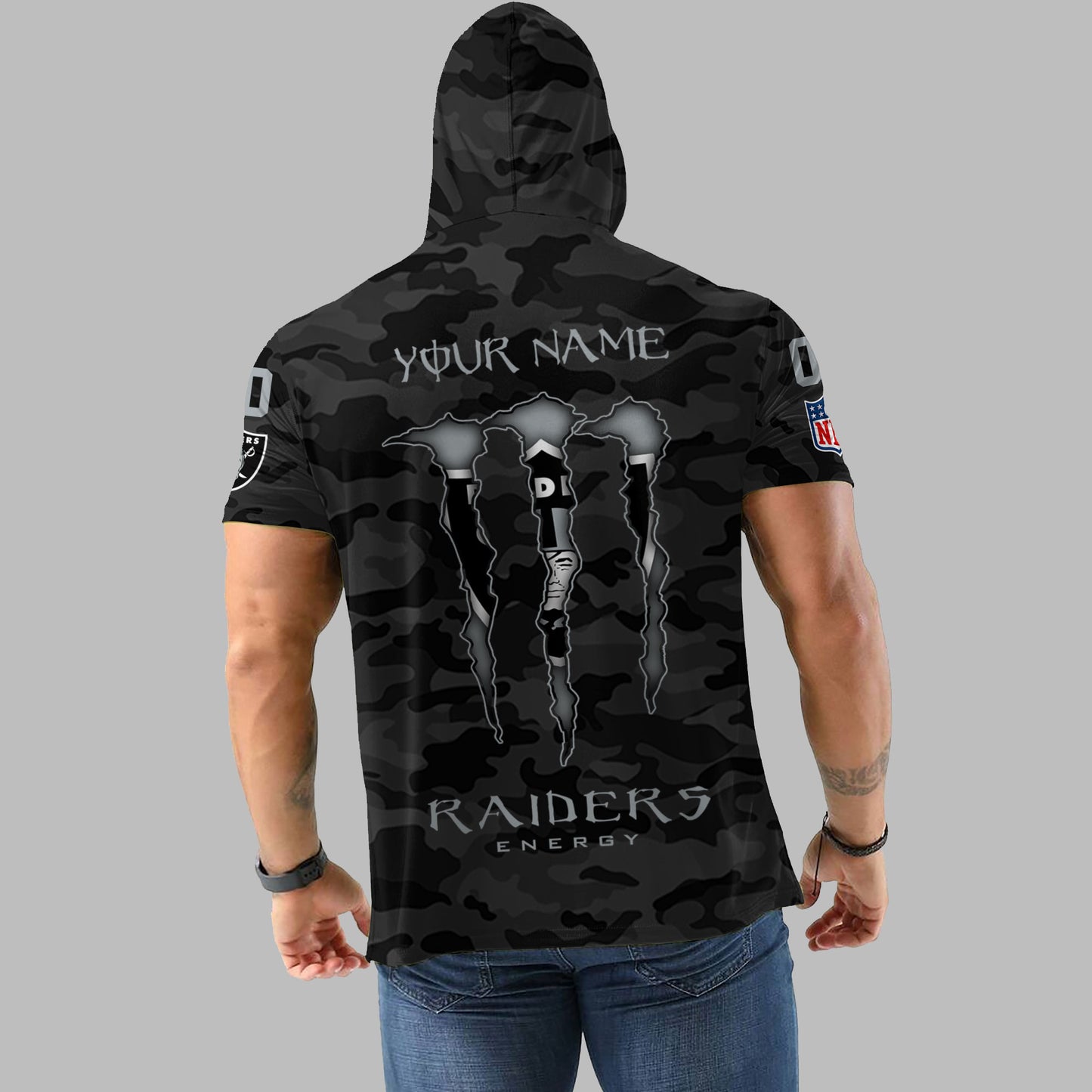 Las Vegas Raiders Personalized Camo Short Sleeve Hoodie AZBTSSHD000045
