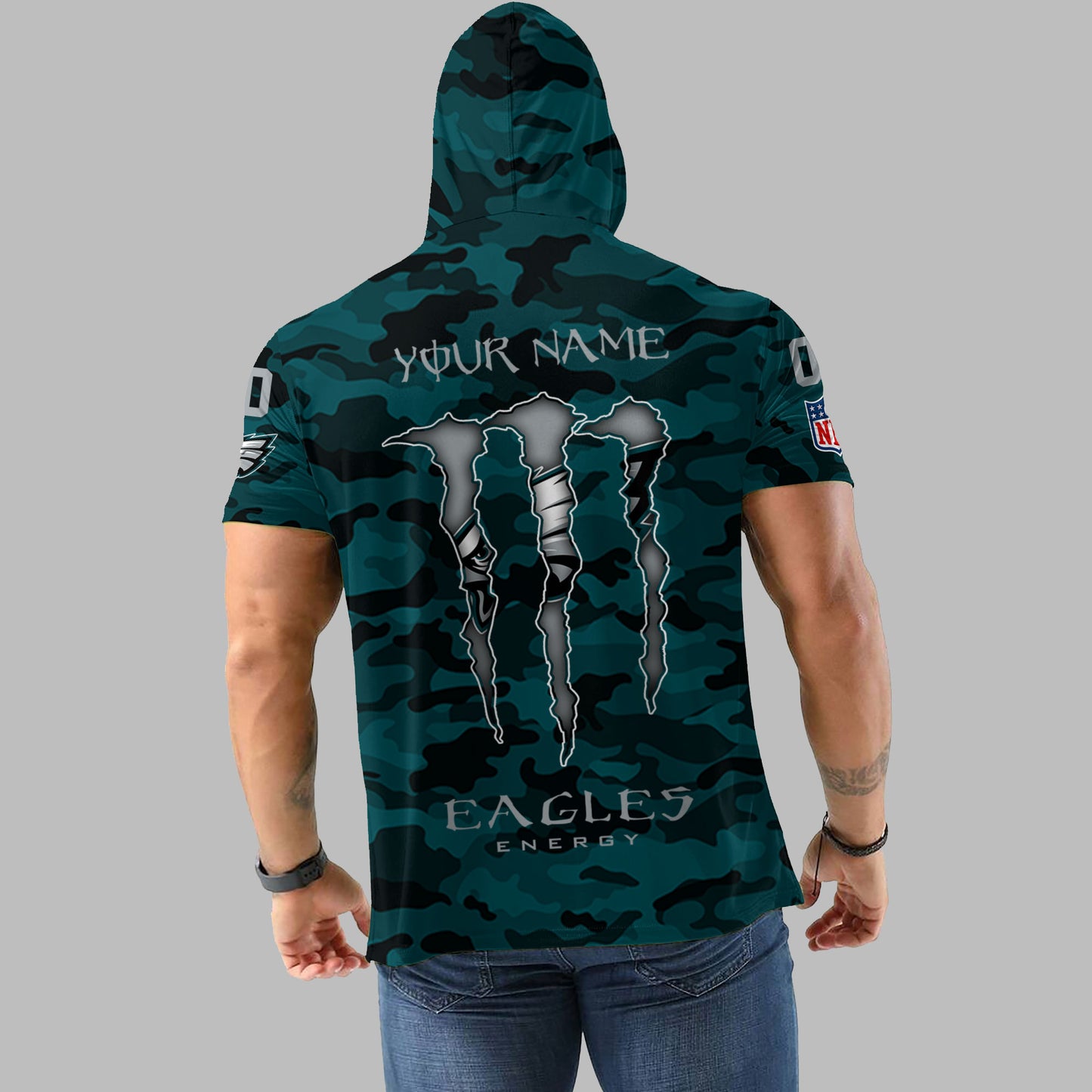 Philadelphia Eagles Personalized Camo Short Sleeve Hoodie AZBTSSHD000046