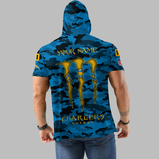 Los Angeles Chargers Personalized Camo Short Sleeve Hoodie AZBTSSHD000038