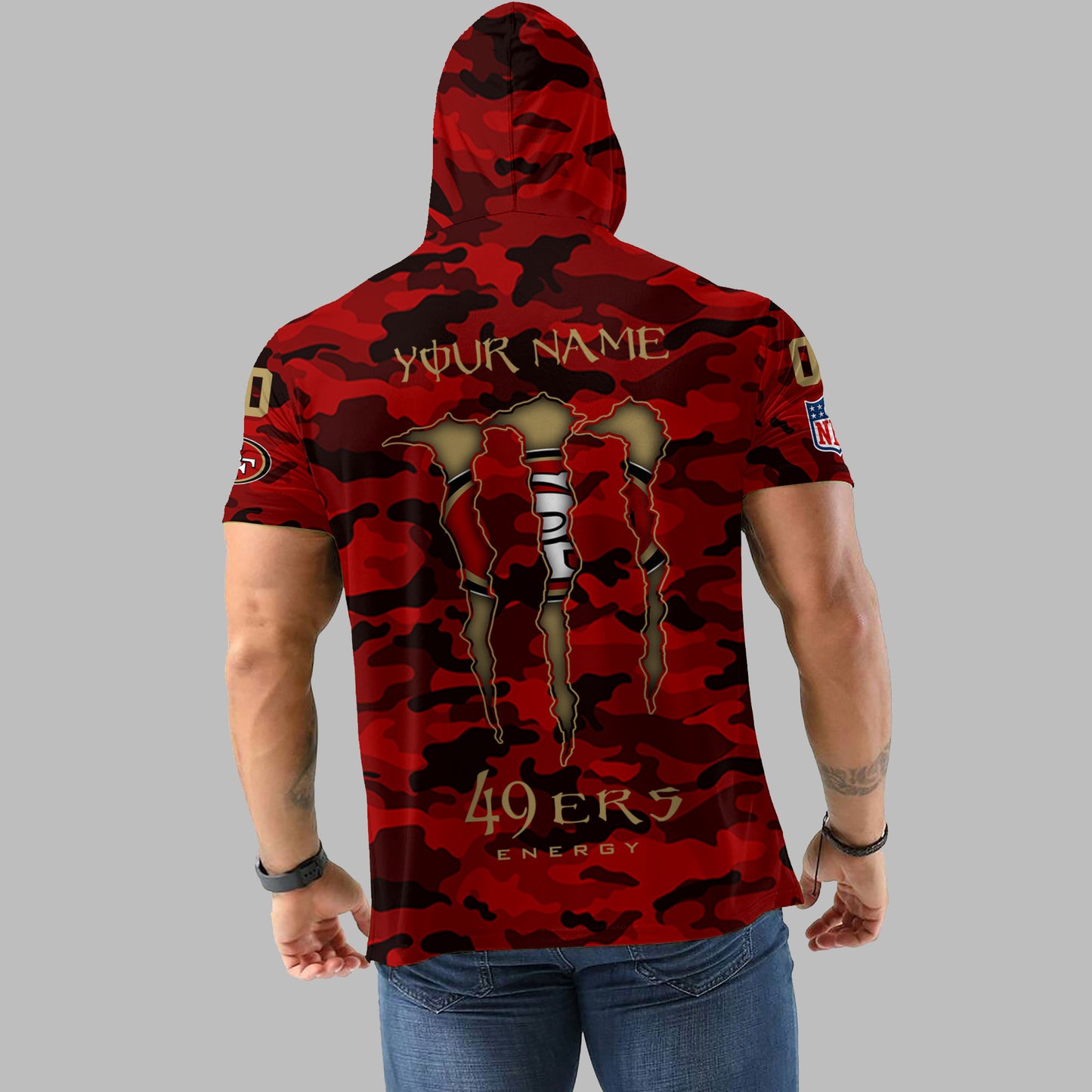 San Francisco 49ers Personalized Camo Short Sleeve Hoodie AZBTSSHD000039