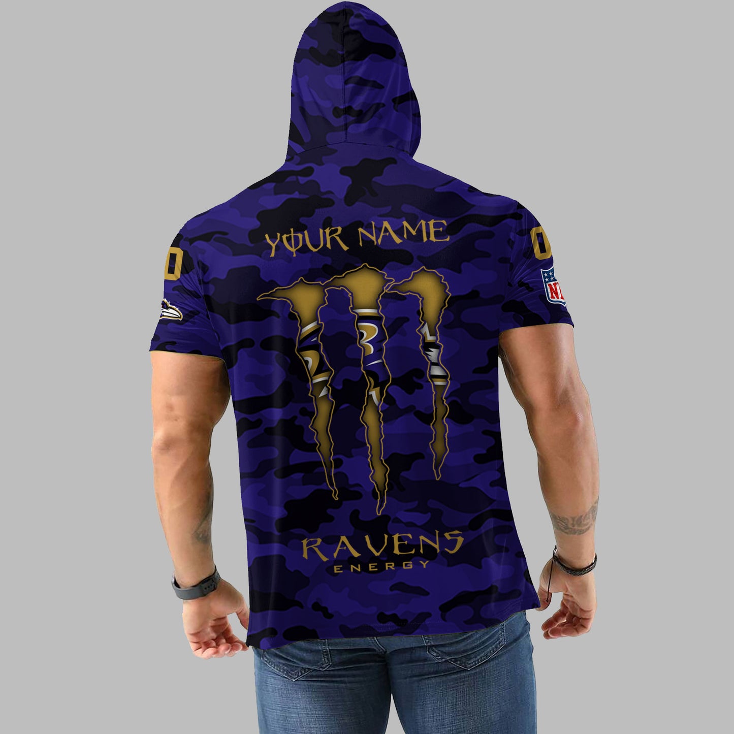 Baltimore Ravens Personalized Camo Short Sleeve Hoodie AZBTSSHD000067