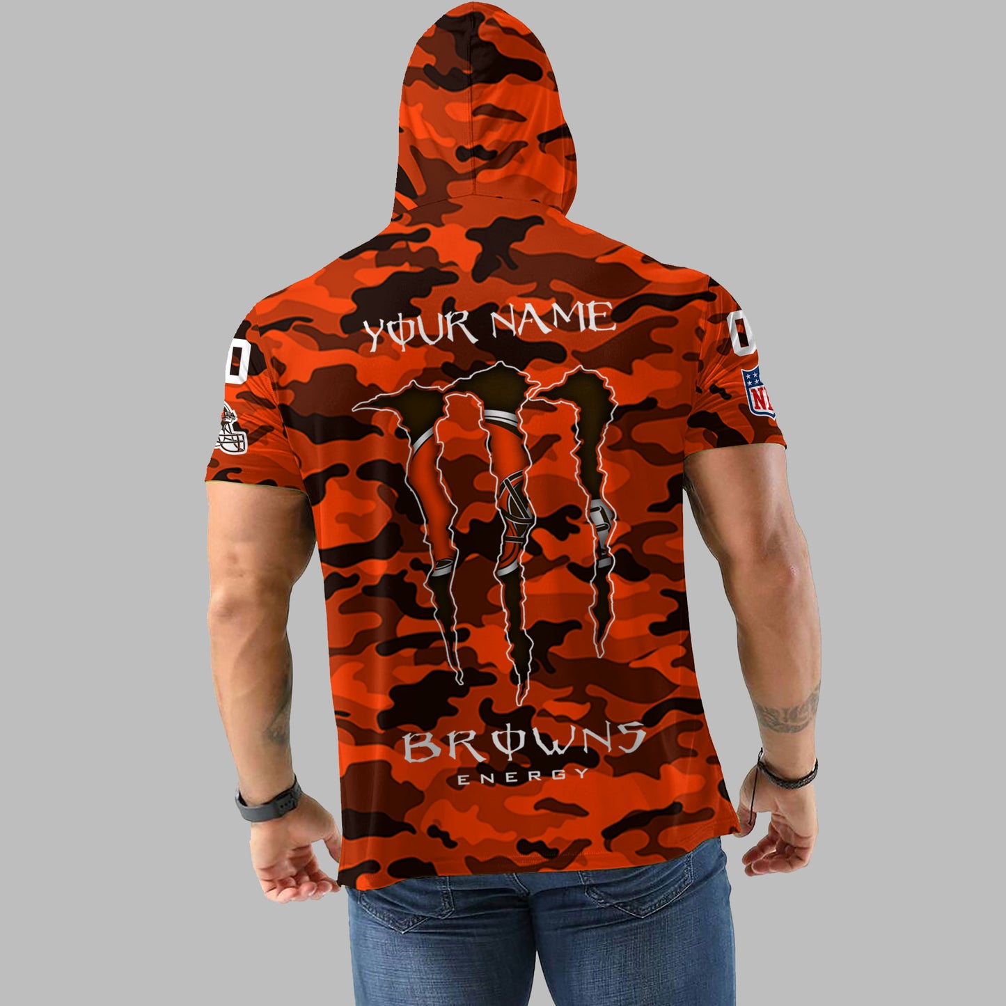 Cleveland Browns Personalized Camo Short Sleeve Hoodie AZBTSSHD000058