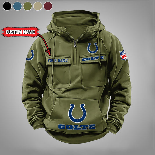 Indianapolis Colts  New Personalized Multi-Pockets Zip Hoodie AZBTMZHD000023