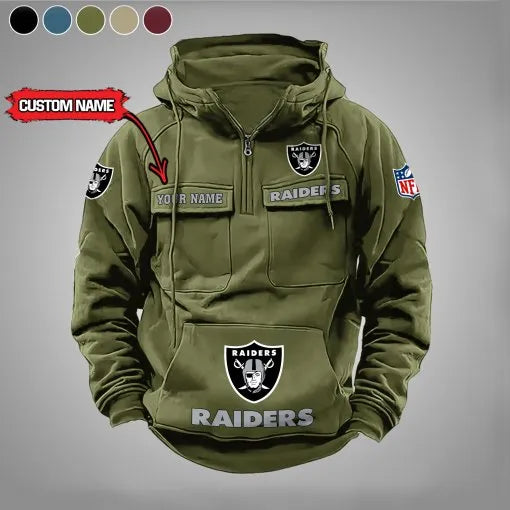 Las Vegas Raiders New Personalized Multi-Pockets Zip Hoodie AZBTMZHD000032