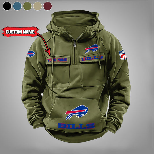 Buffalo Bills  New Personalized Multi-Pockets Zip Hoodie AZBTMZHD000027