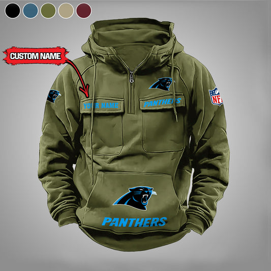 Carolina Panthers  New Personalized Multi-Pockets Zip Hoodie AZBTMZHD000014