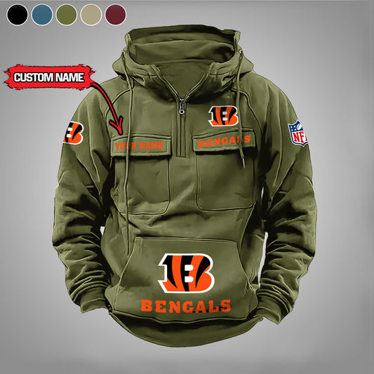 Cincinnati Bengals  New Personalized Multi-Pockets Zip Hoodie AZBTMZHD000016