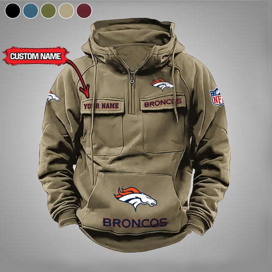 Denver Broncos  New Personalized Multi-Pockets Zip Hoodie AZBTMZHD000019