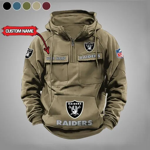 Las Vegas Raiders New Personalized Multi-Pockets Zip Hoodie AZBTMZHD000032