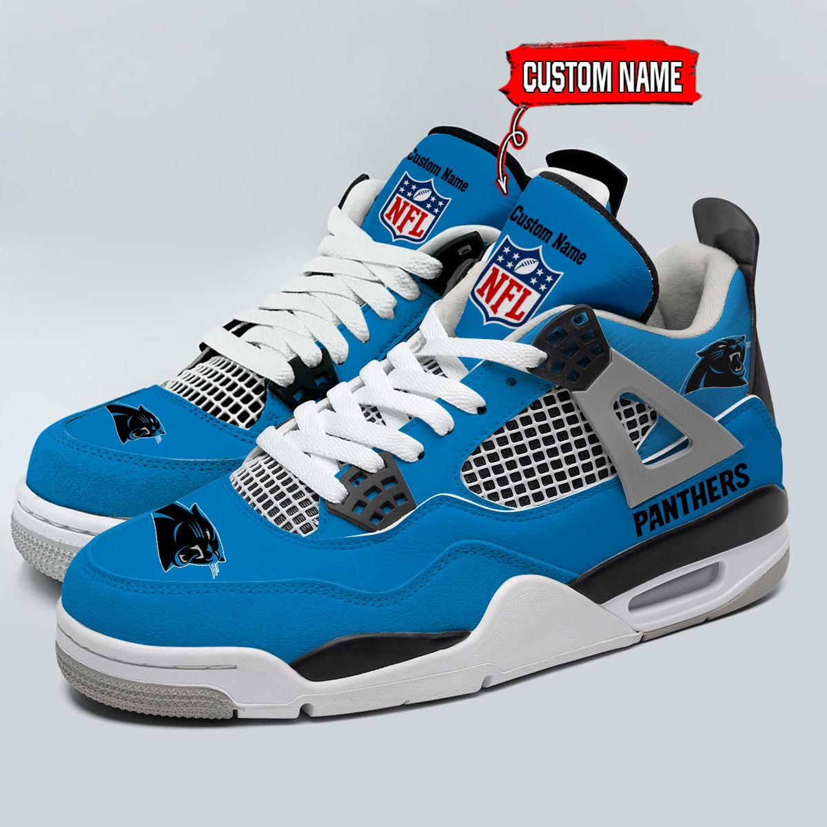 Carolina Panthers Personalized AJ4 Sneaker BG349