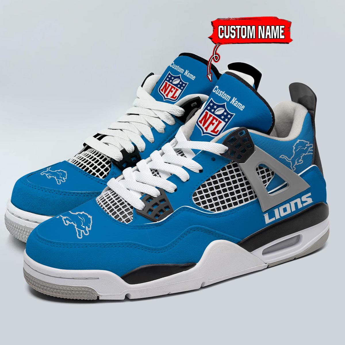 Detroit Lions Personalized AJ4 Sneaker BG343