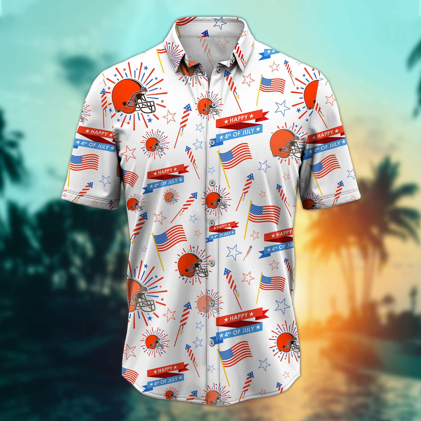 Cleveland Browns – Happy 4th Of July Button Shirt BB893