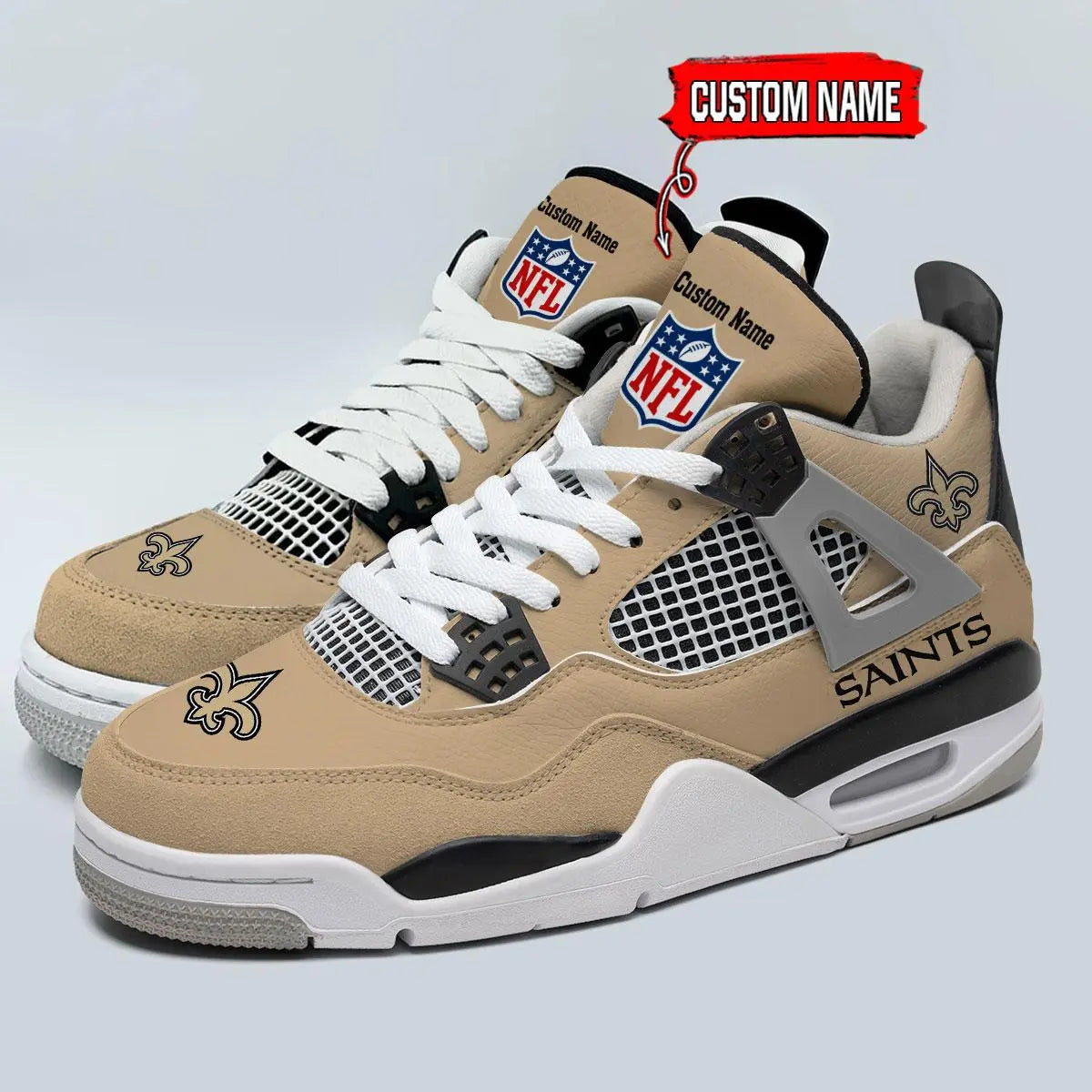 New Orleans Saints Personalized AJ4 Sneaker BG334