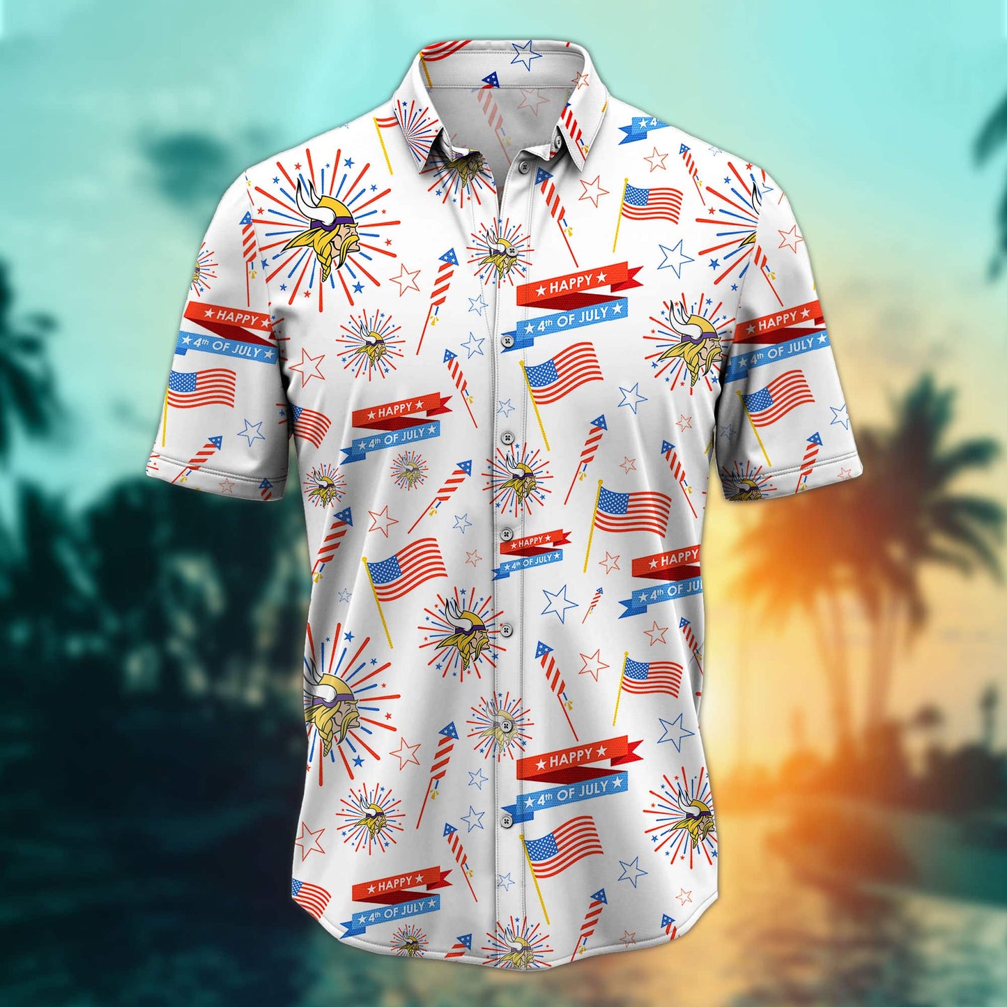 Minnesota Vikings – Happy 4th Of July Button Shirt BB906