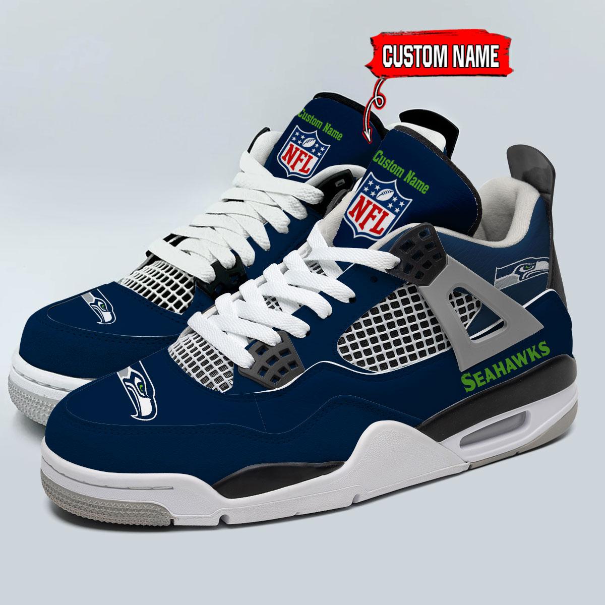 Seattle Seahawks Personalized AJ4 Sneaker BG322