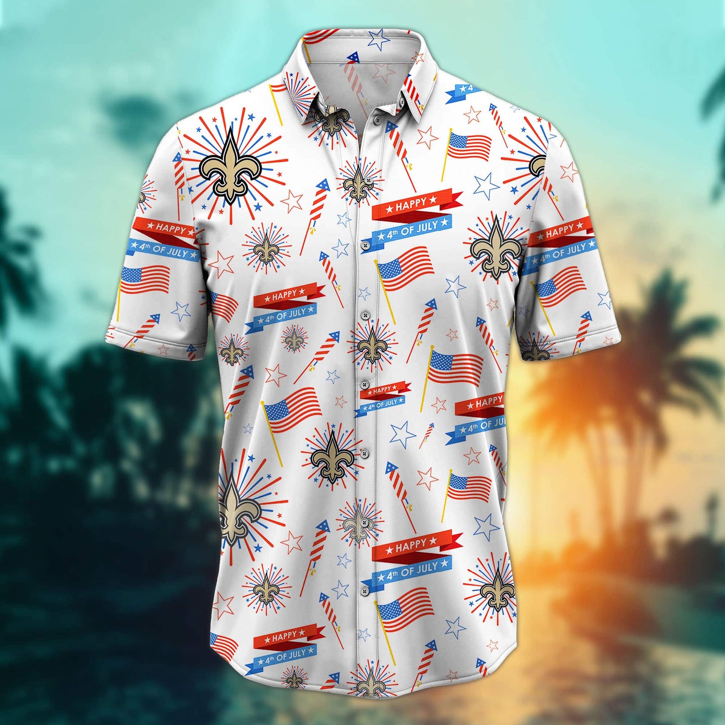 New Orleans Saints – Happy 4th Of July Button Shirt BB908
