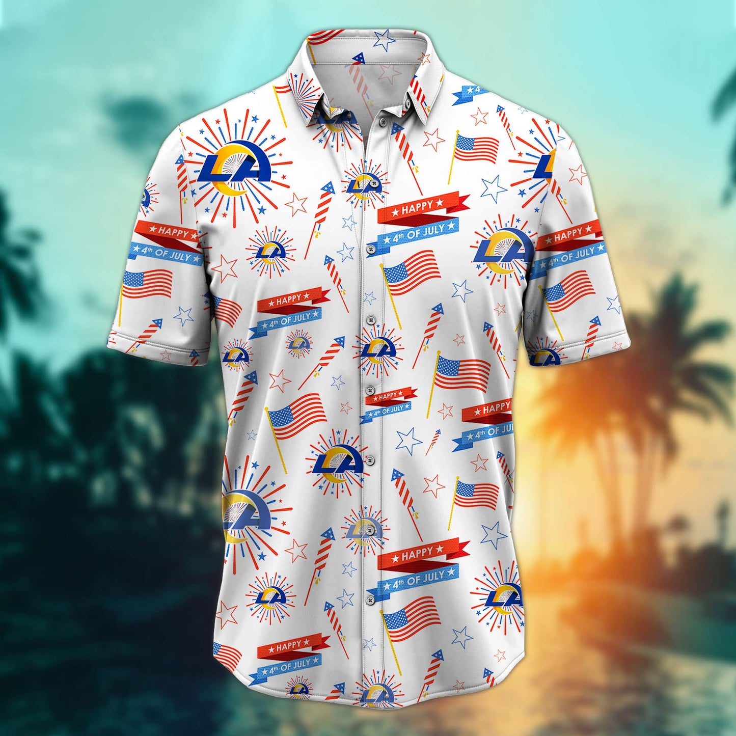 Los Angeles Rams – Happy 4th Of July Button Shirt BB904
