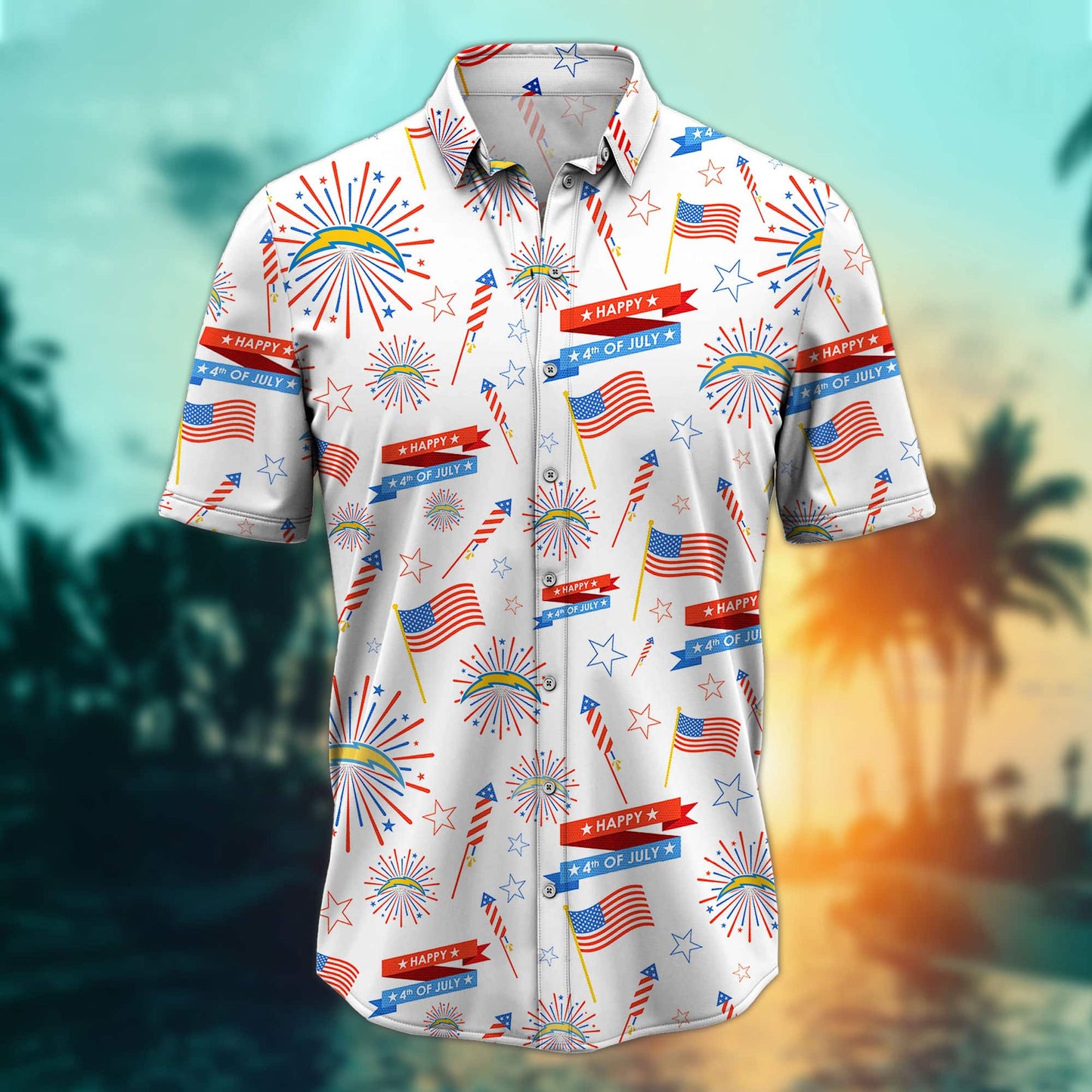 Los Angeles Chargers – Happy 4th Of July Button Shirt BB903