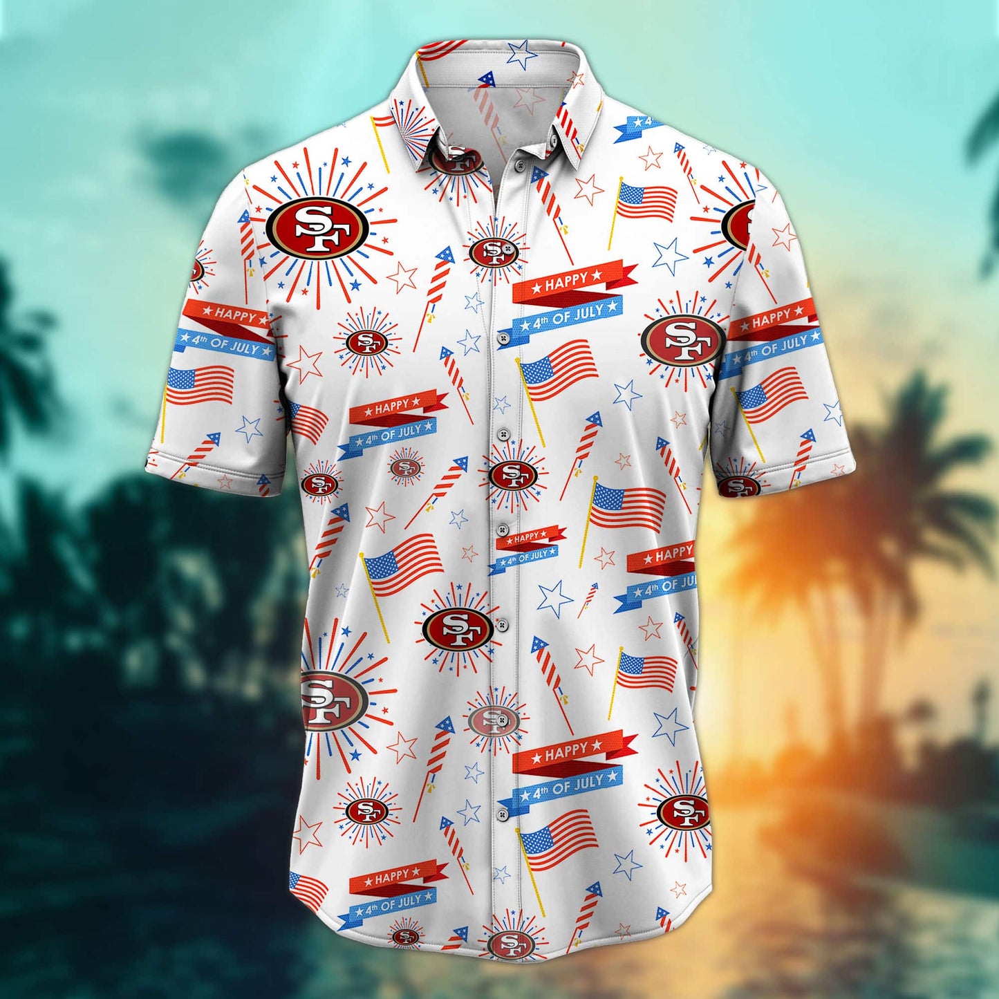 San Francisco 49ers – Happy 4th Of July Button Shirt BB913