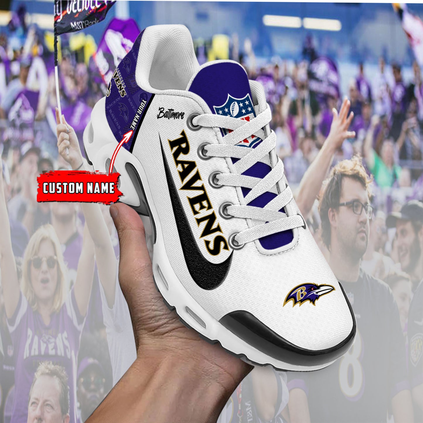 Baltimore Ravens New Personalized T-N Youth SneakersAZBTTNS000157