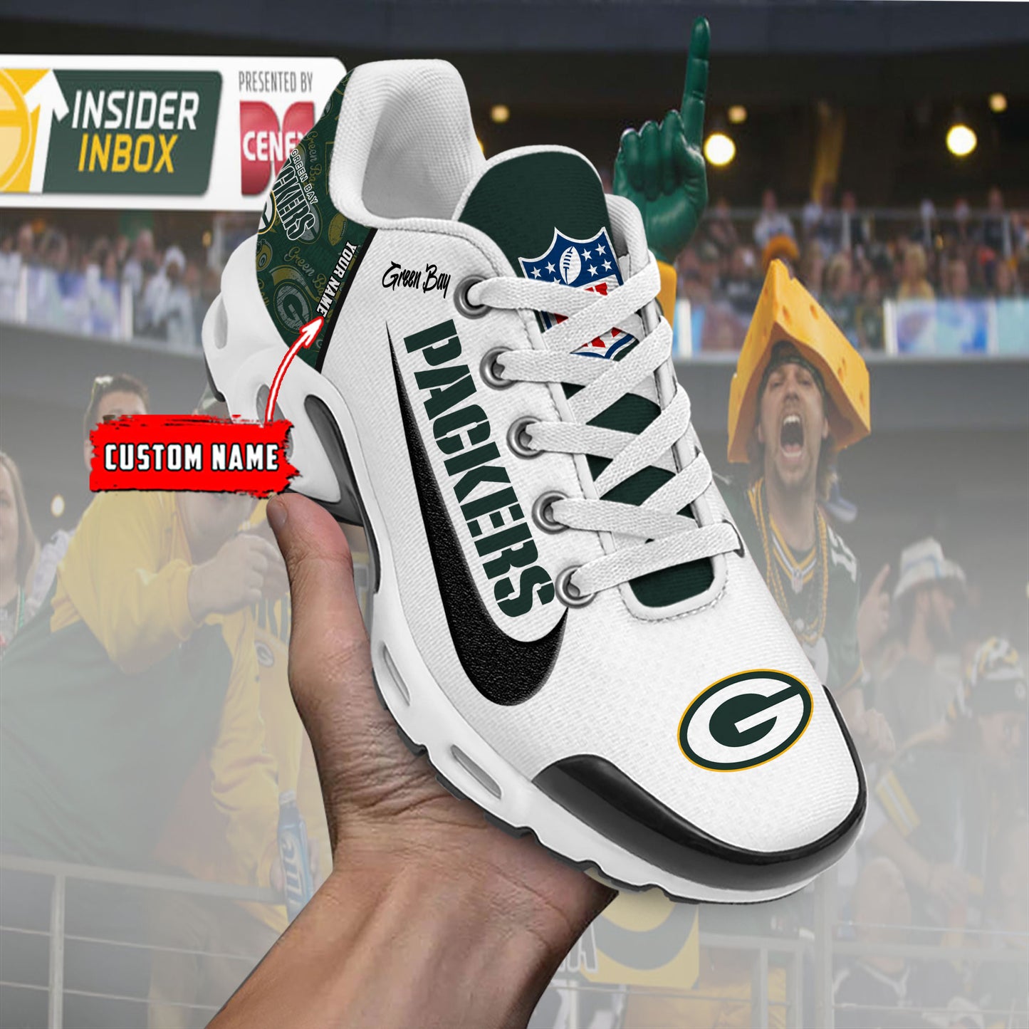 Green Bay Packers New Personalized T-N Youth SneakersAZBTTNS000150