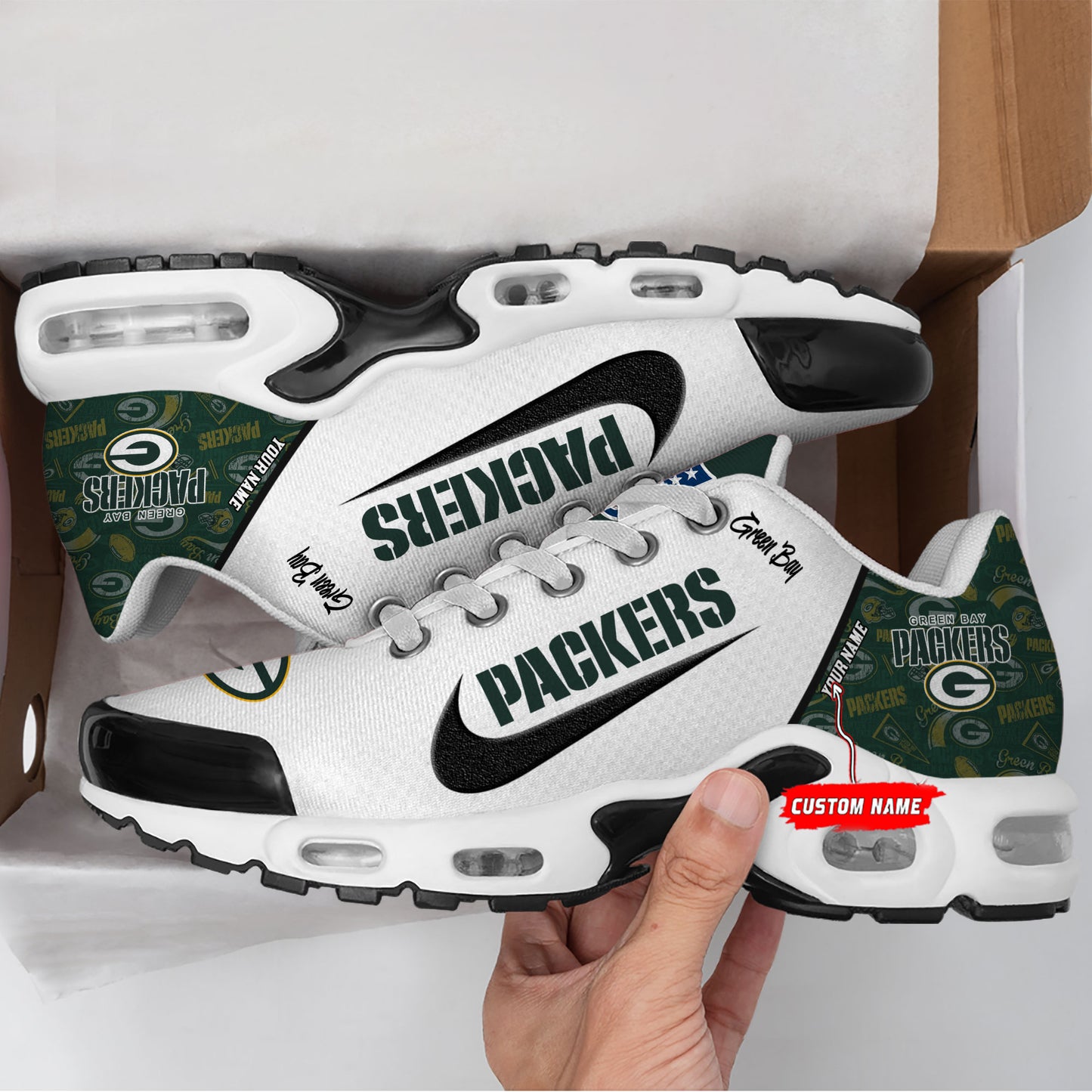 Green Bay Packers New Personalized T-N Youth SneakersAZBTTNS000150