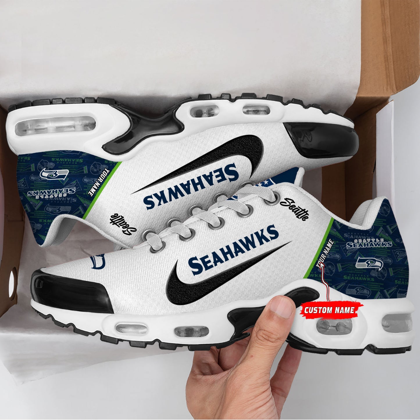 Seattle Seahawks New Personalized T-N Youth SneakersAZBTTNS000141