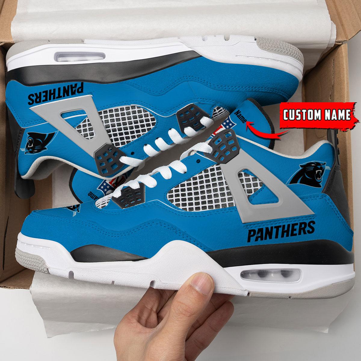 Carolina Panthers Personalized AJ4 Sneaker BG349