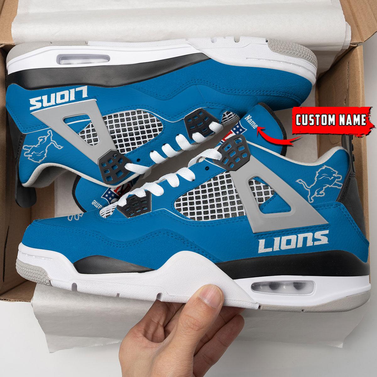 Detroit Lions Personalized AJ4 Sneaker BG343