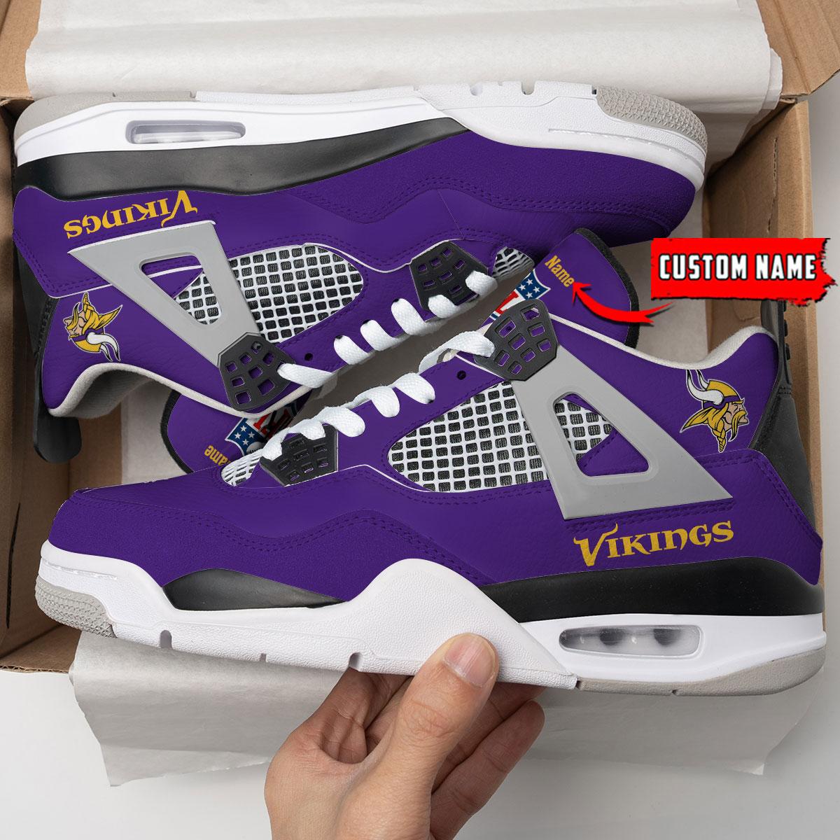 Minnesota Vikings Personalized AJ4 Sneaker BG336
