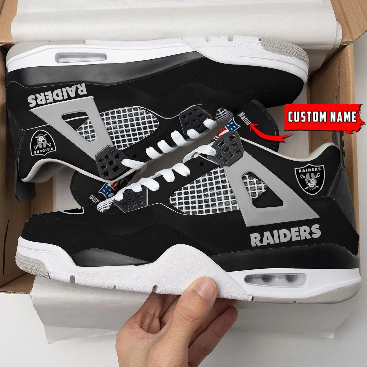 Las Vegas Raiders Personalized AJ4 Sneaker BG328