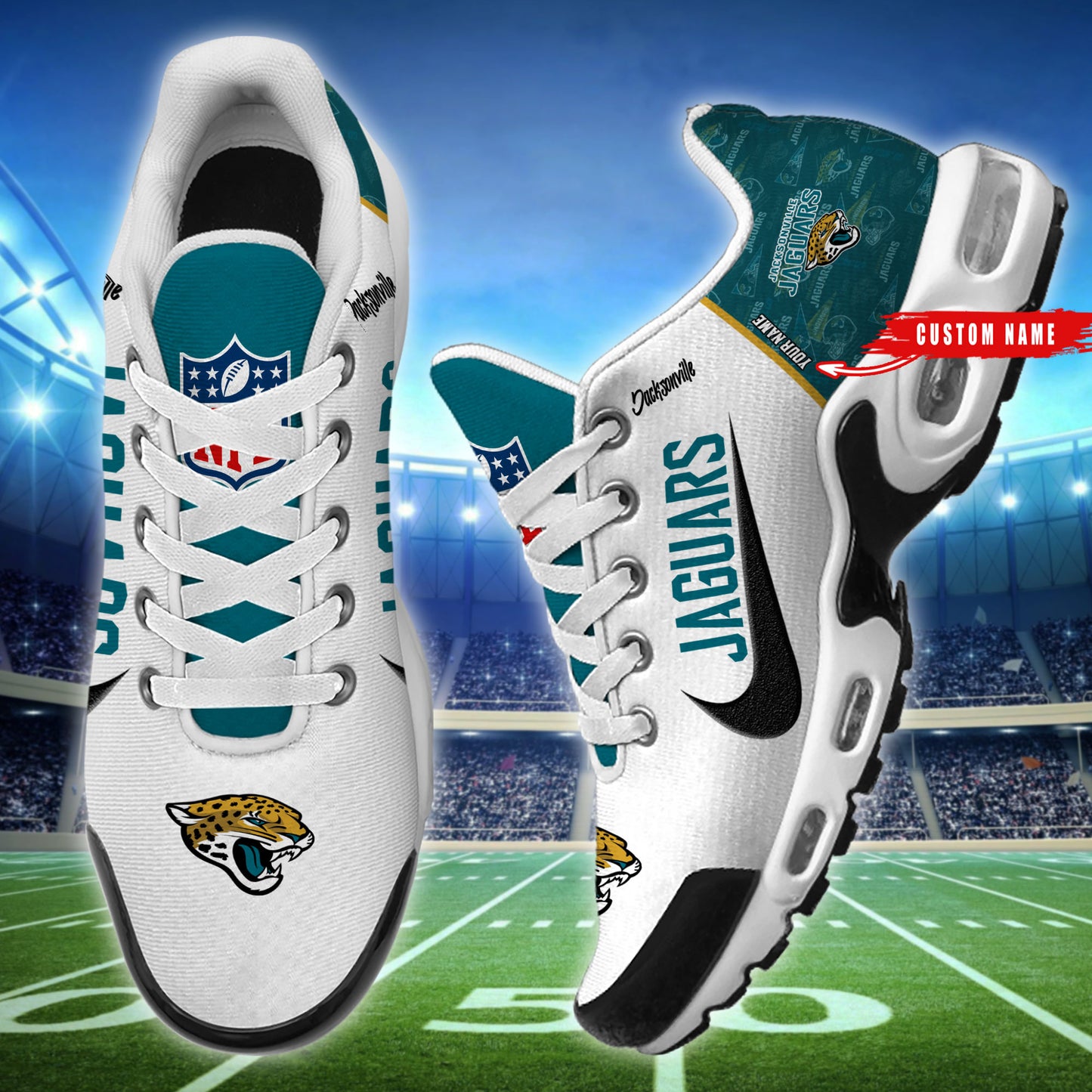 Jacksonville Jaguars New Personalized T-N Youth SneakersAZBTTNS000153