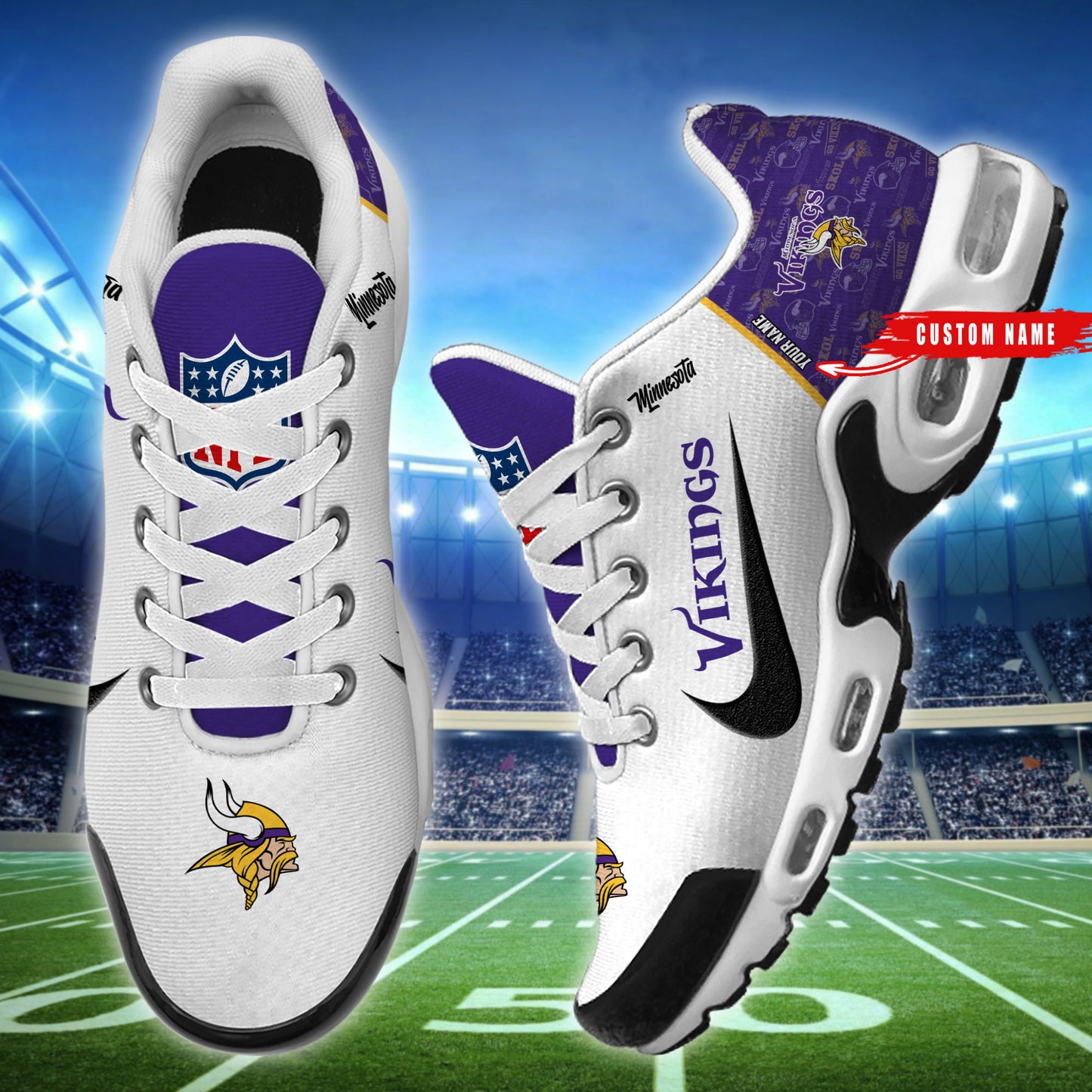 Minnesota Vikings New Personalized T-N Youth SneakersAZBTTNS000144