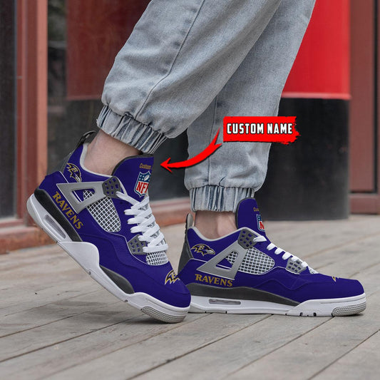 Baltimore Ravens Personalized AJ4 Sneaker BG331
