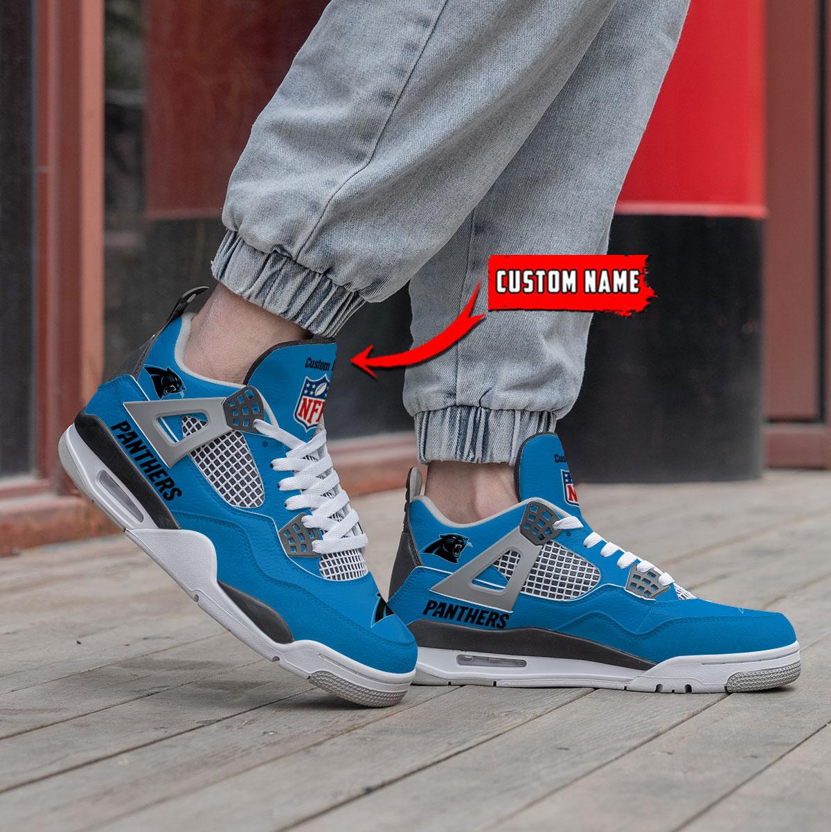 Carolina Panthers Personalized AJ4 Sneaker BG349