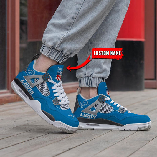 Detroit Lions Personalized AJ4 Sneaker BG343