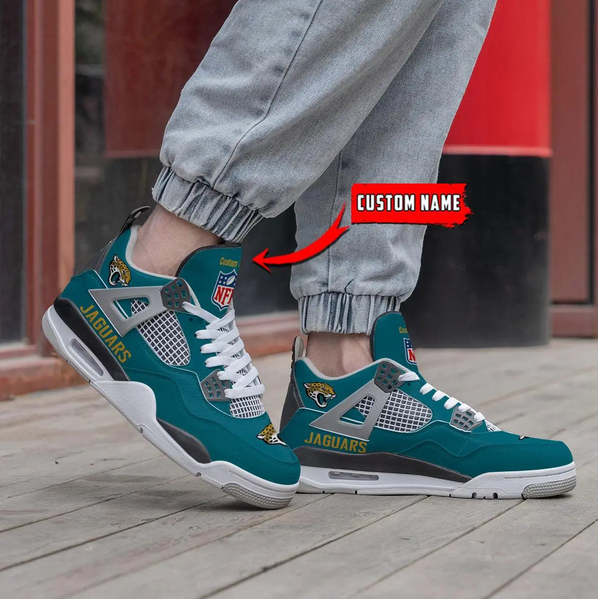 Jacksonville Jaguars Personalized AJ4 Sneaker BG339