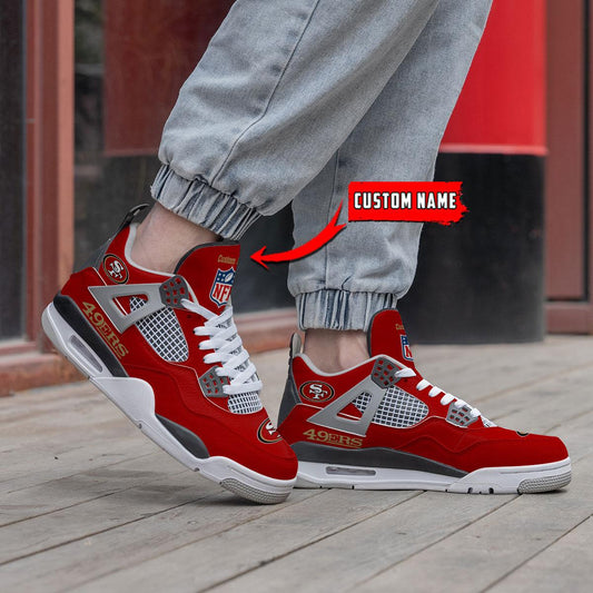 San Francisco 49ers Personalized AJ4 Sneaker BG323