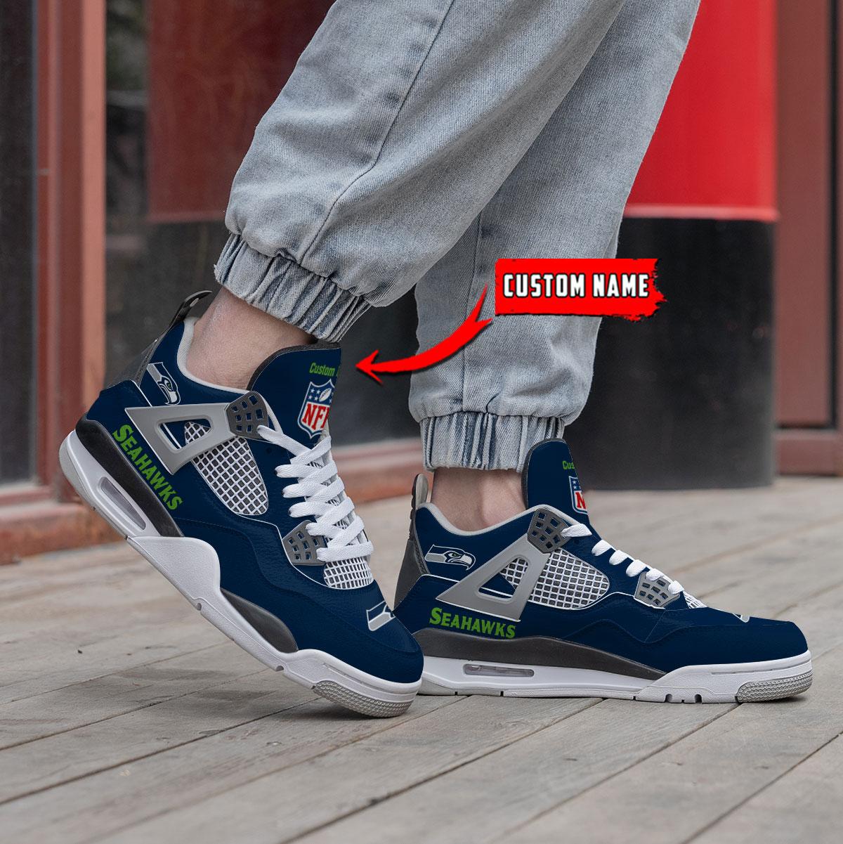 Seattle Seahawks Personalized AJ4 Sneaker BG322