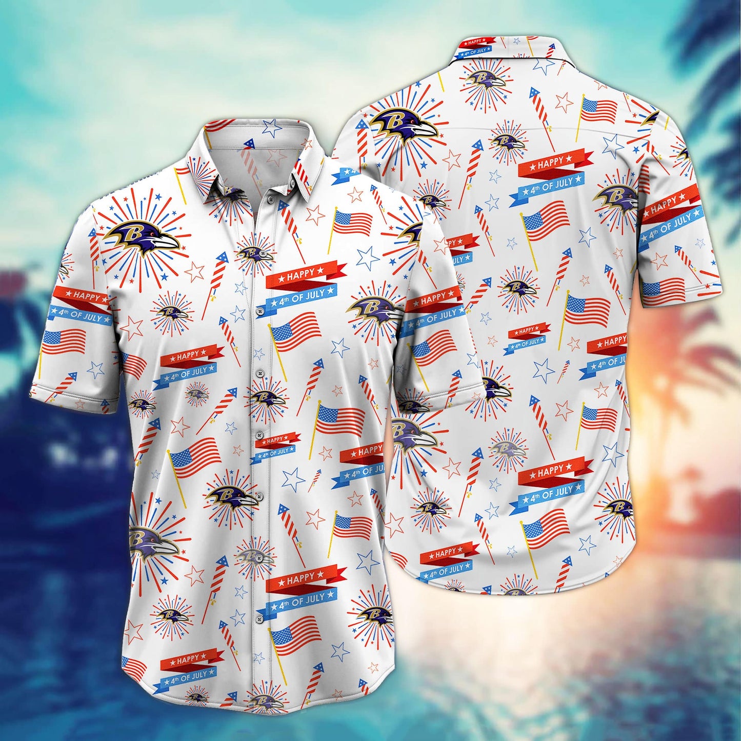 Baltimore Ravens – Happy 4th Of July Button Shirt BB888