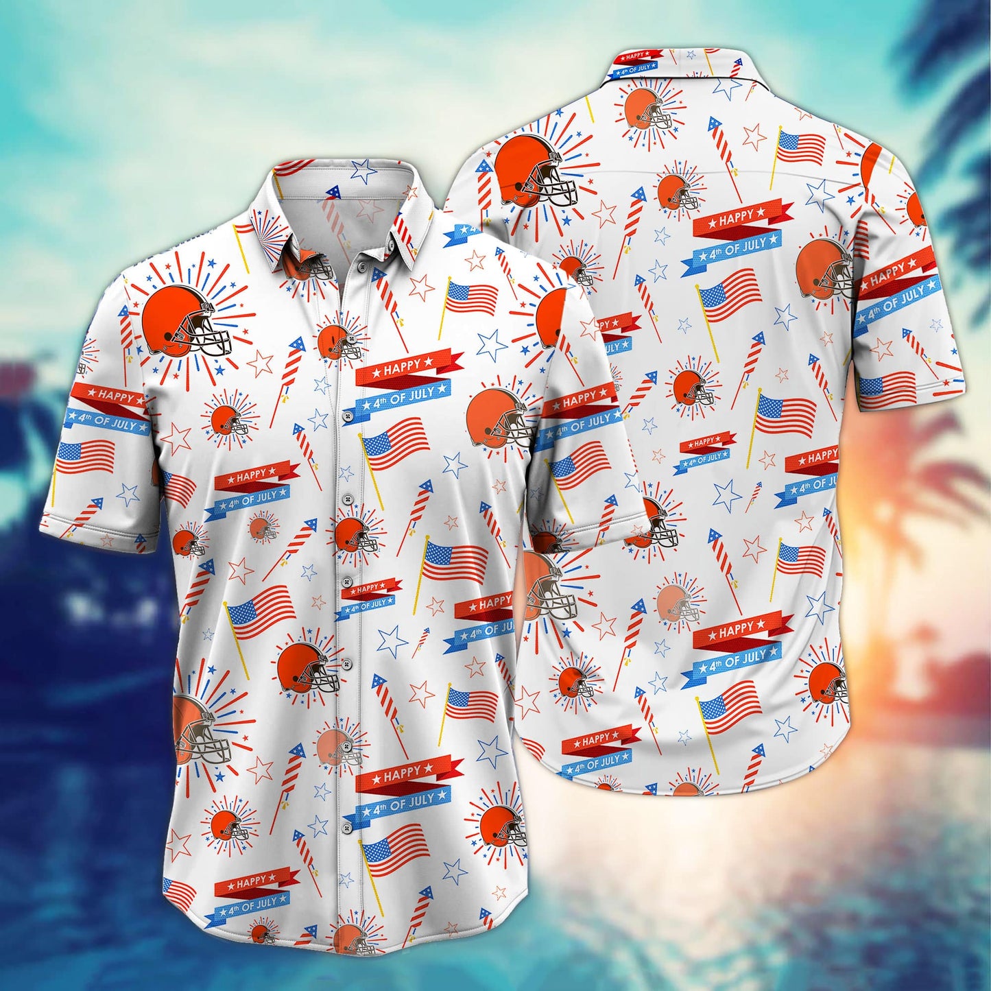 Cleveland Browns – Happy 4th Of July Button Shirt BB893