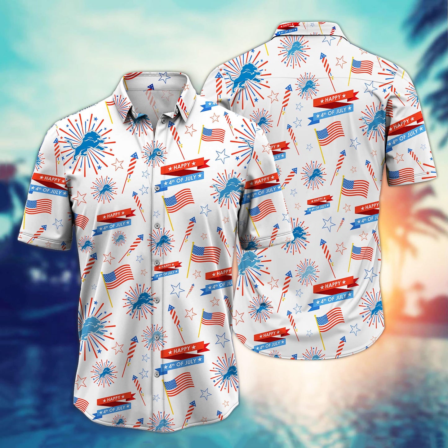 Detroit Lions – Happy 4th Of July Button Shirt BB896