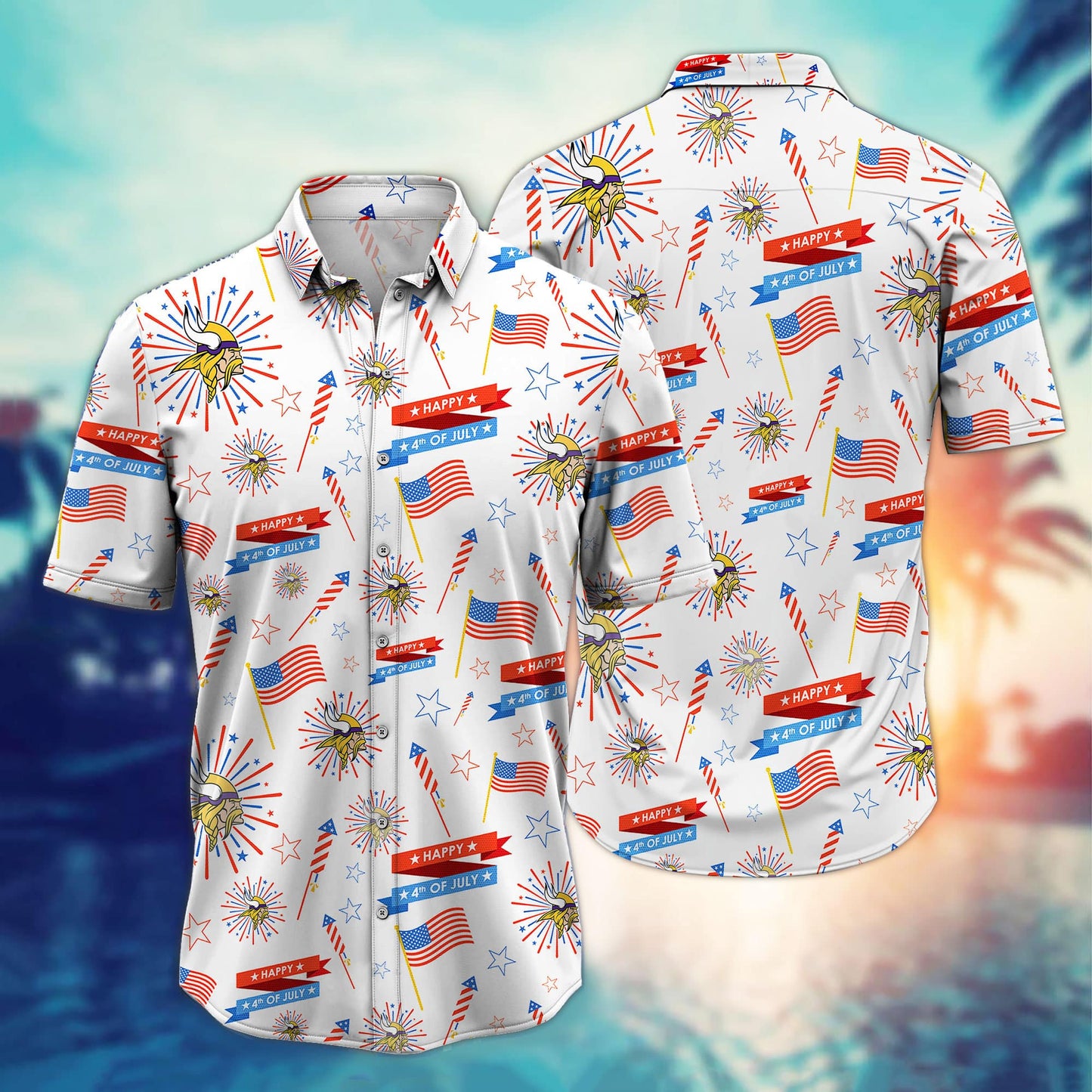Minnesota Vikings – Happy 4th Of July Button Shirt BB906